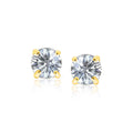 8mm Round CZ Stud Earrings, 14K Yellow Gold