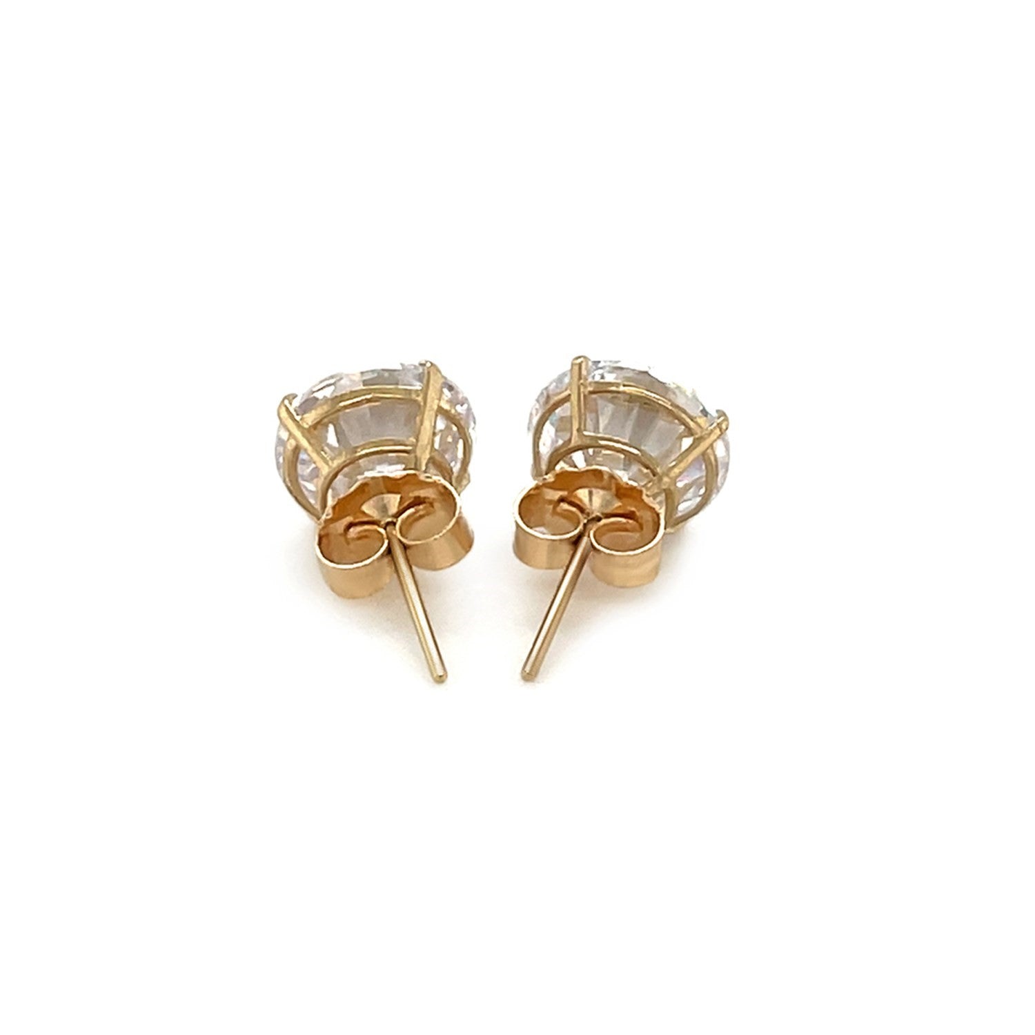 8mm Round CZ Stud Earrings, 14K Yellow Gold