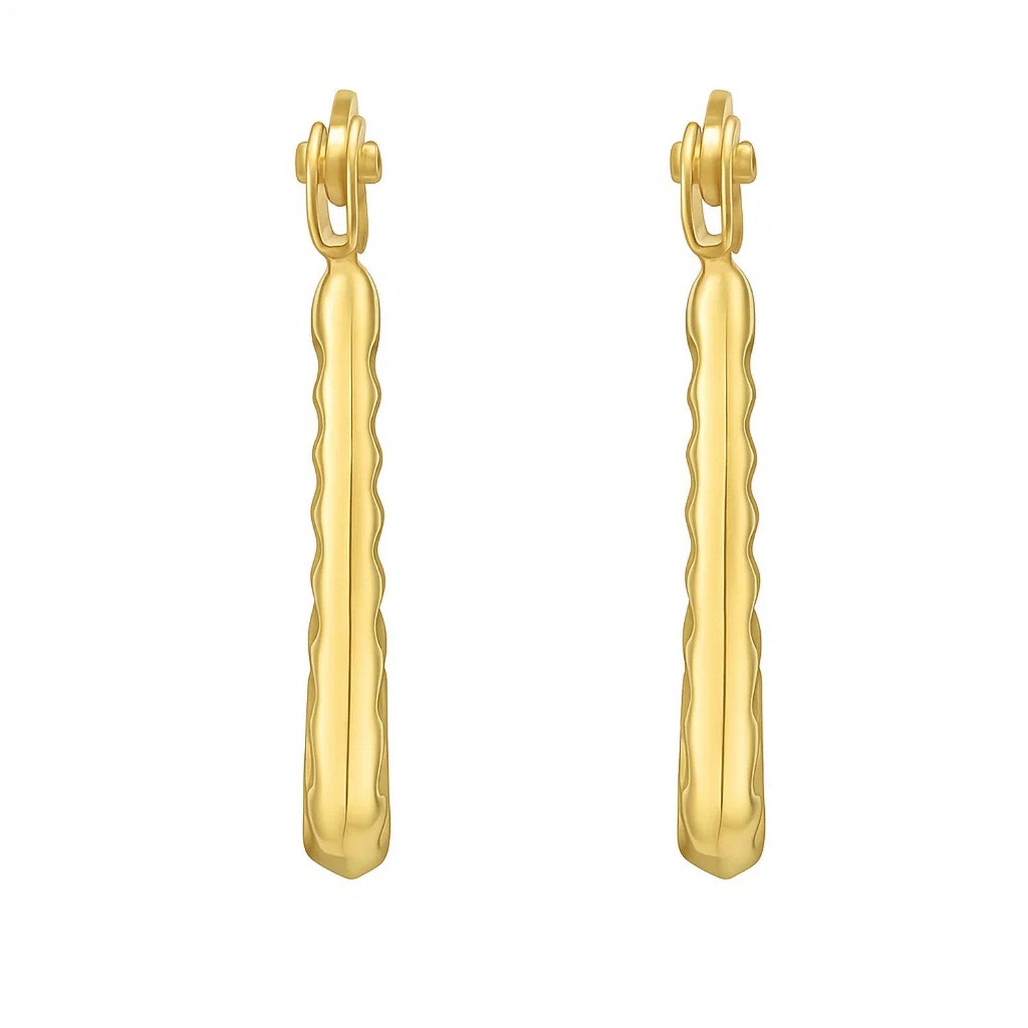 14K Yellow Gold Tube Back-to-Back Hoop Earrings