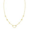 Open Heart Station Necklace, 14K Yellow Gold