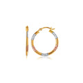Tri-Color Diamond Cut Hoop Earrings, 10K Gold