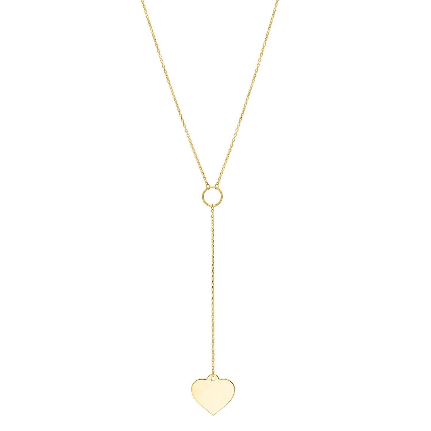 Lariat Heart Necklace, 10K Yellow Gold