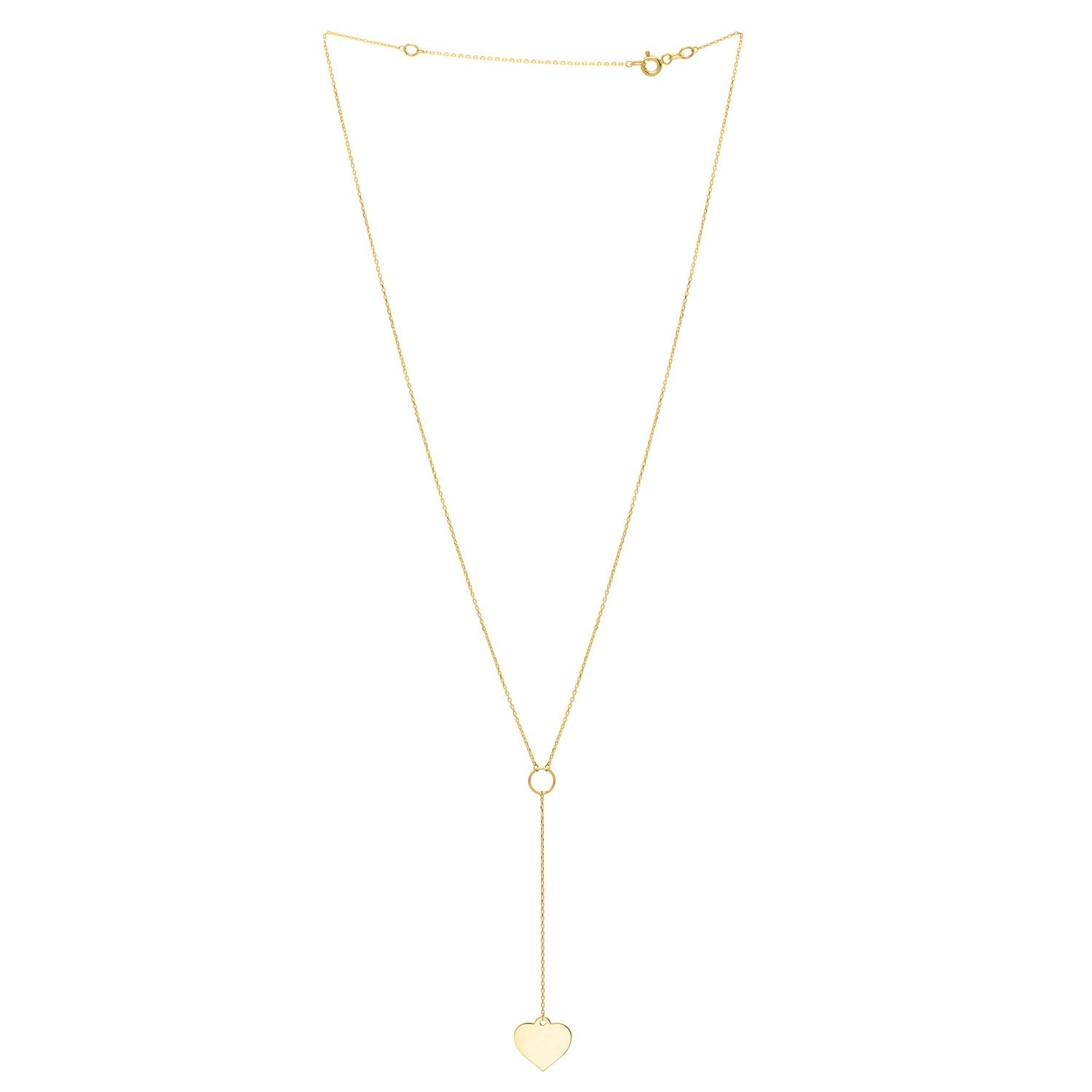 Lariat Heart Necklace, 10K Yellow Gold