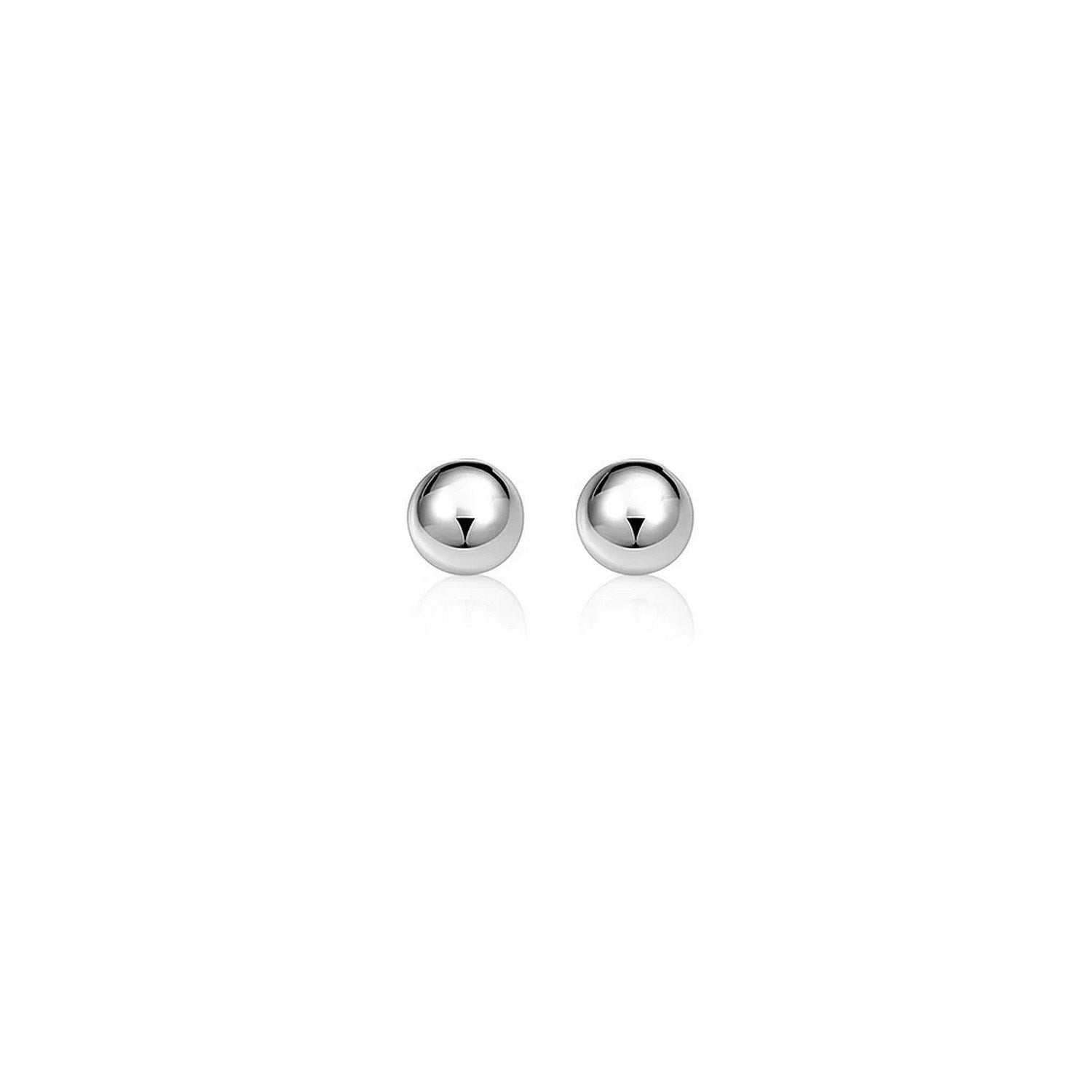Classic Round Stud Earrings, 14K White Gold