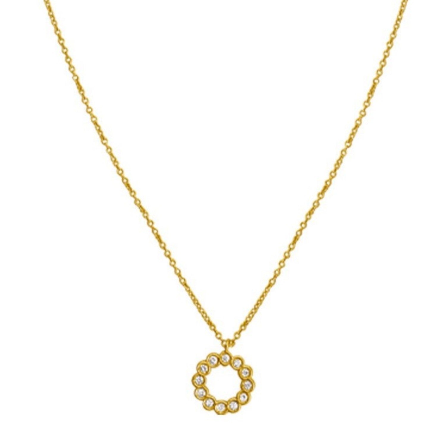 Petite Diamond Circle Necklace, 14K Yellow Gold