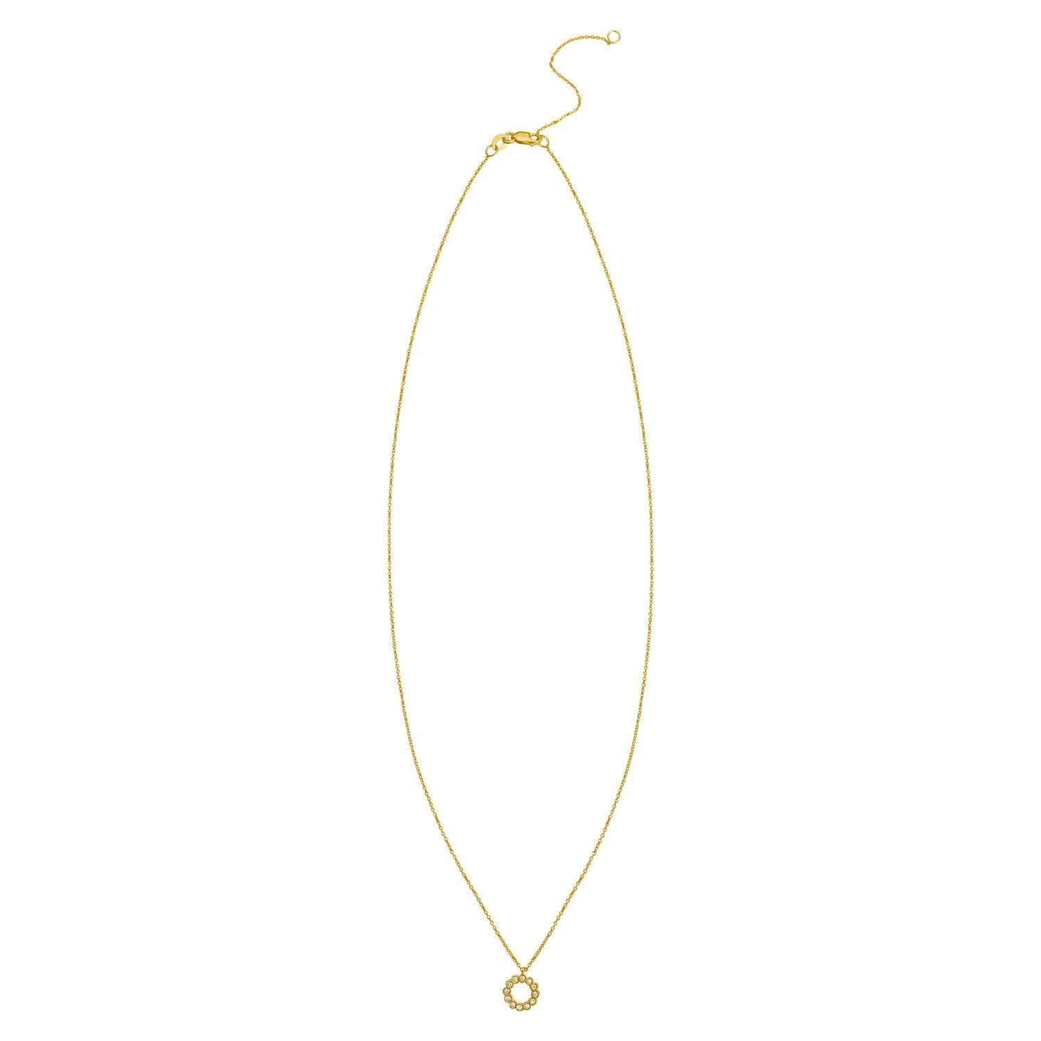 Petite Diamond Circle Necklace, 14K Yellow Gold