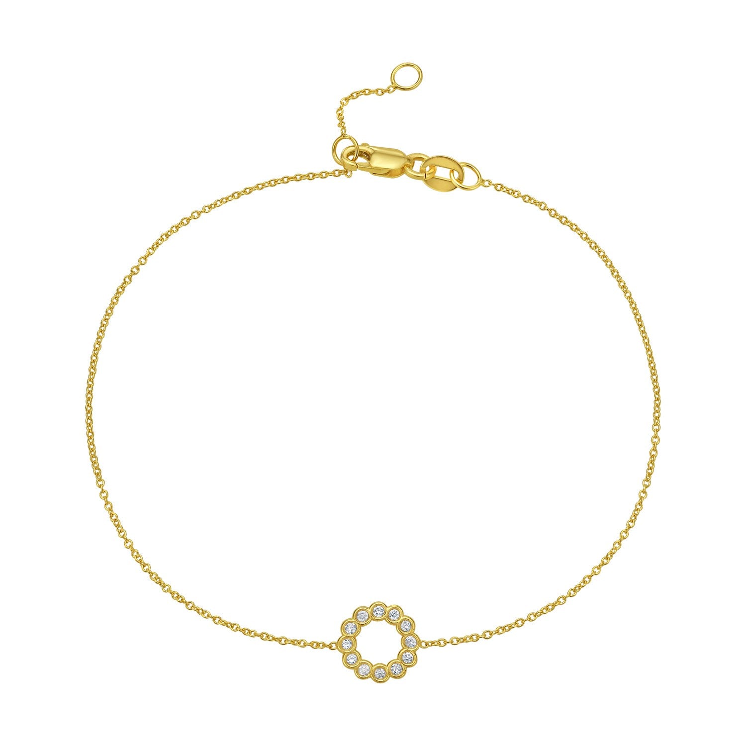 Petite Diamond Circle Bracelet, 14K Yellow Gold