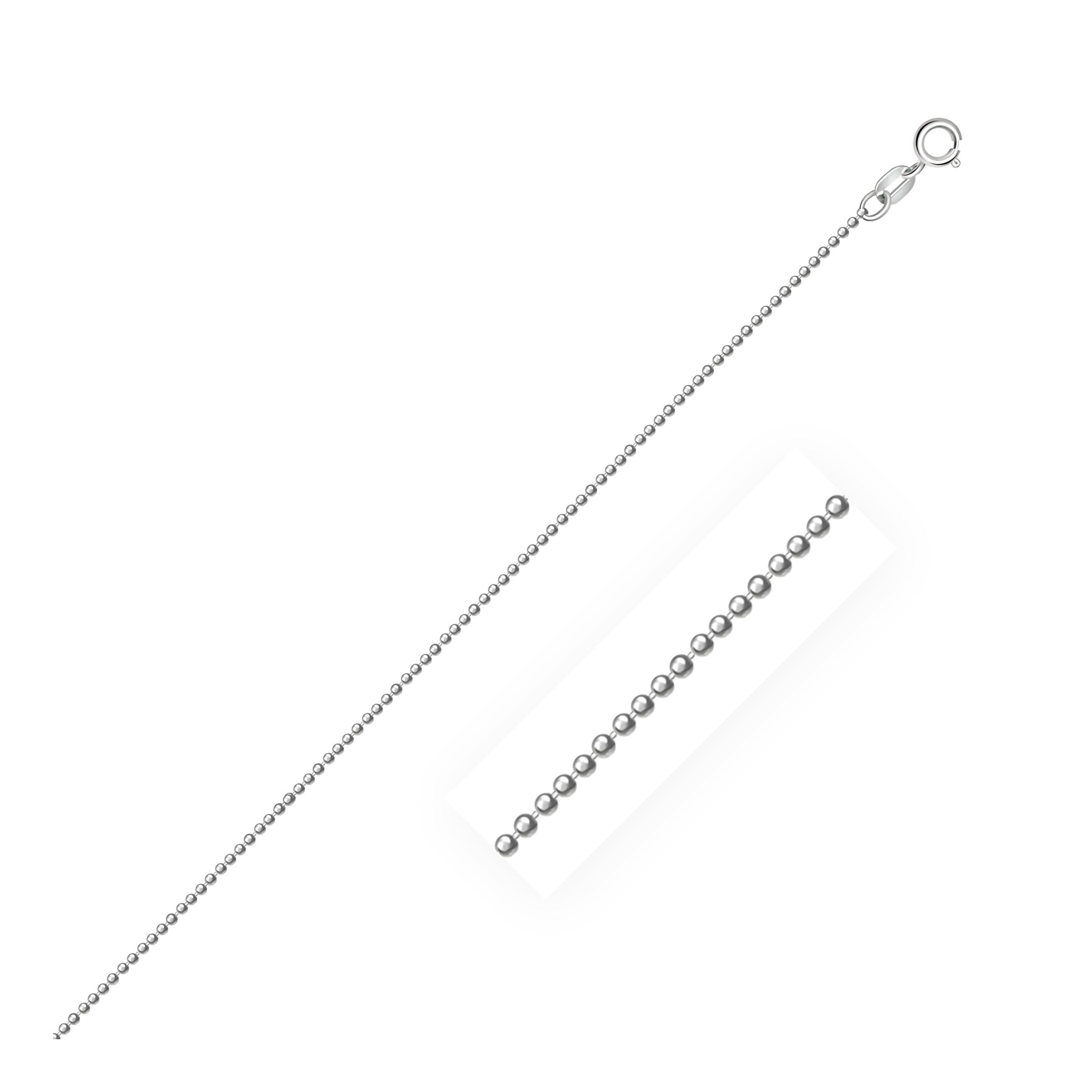 Diamond-Cut Bead Chain Necklace, 14K White Gold
