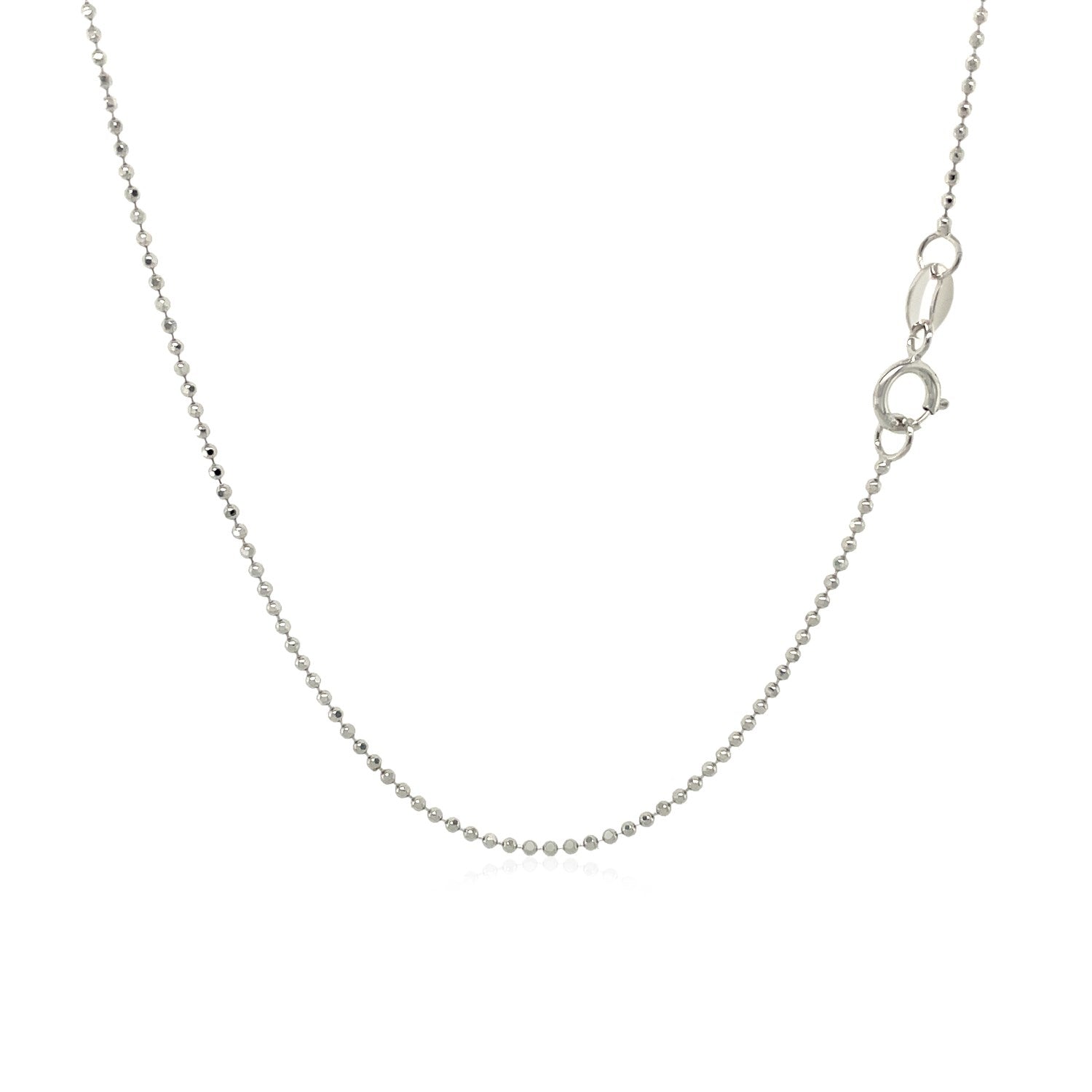 Diamond-Cut Bead Chain Necklace, 14K White Gold