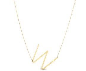 14K Yellow Gold Yours Truly Initial W Necklace
