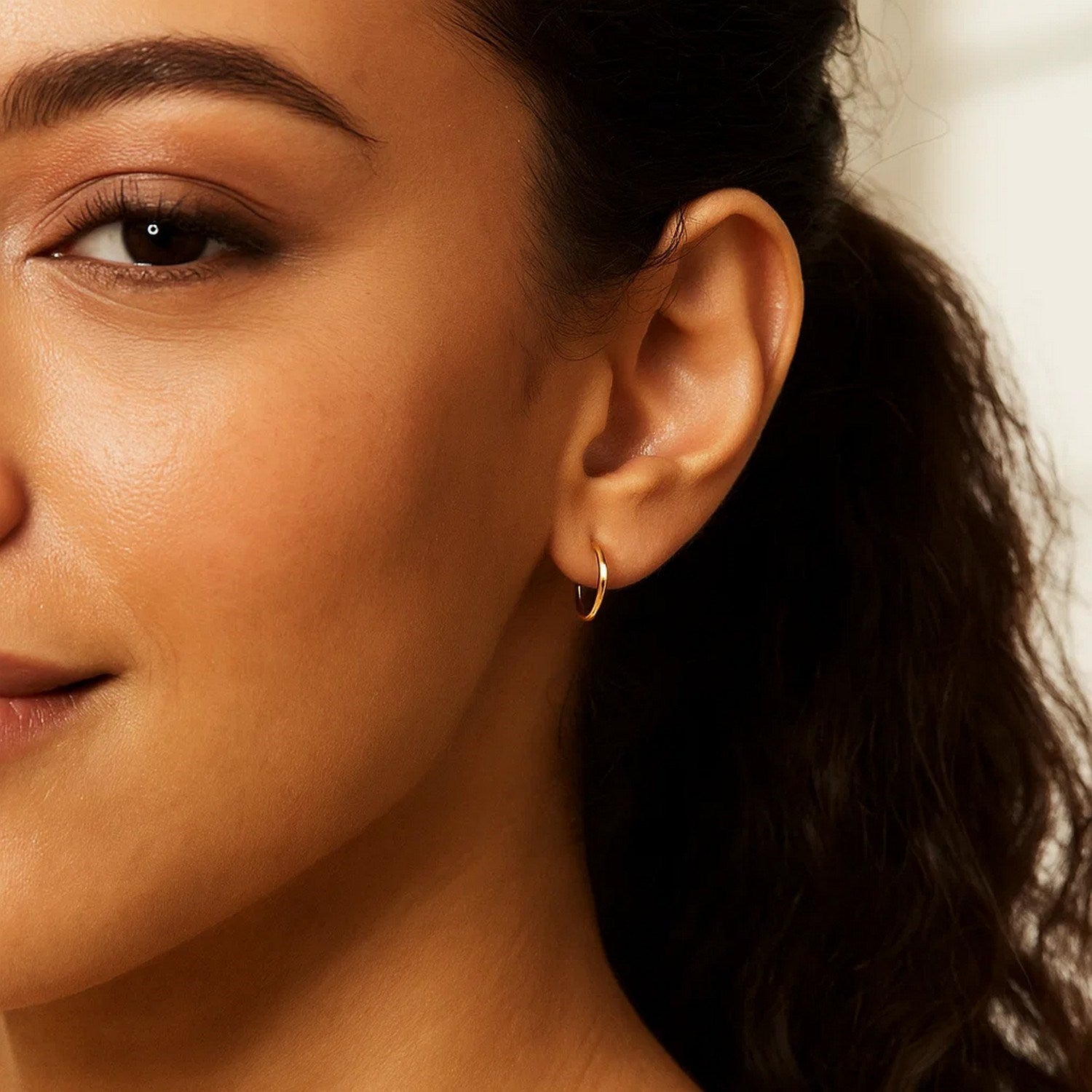 Mini Endless Hoop Earrings, 10K Yellow Gold
