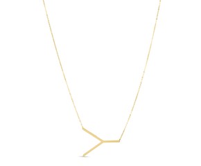 14K Yellow Gold Yours Truly Initial Y Necklace