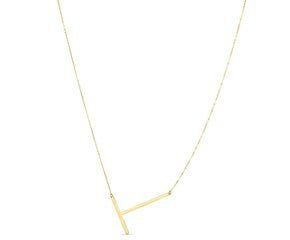 14K Yellow Gold Yours Truly Initial T Necklace