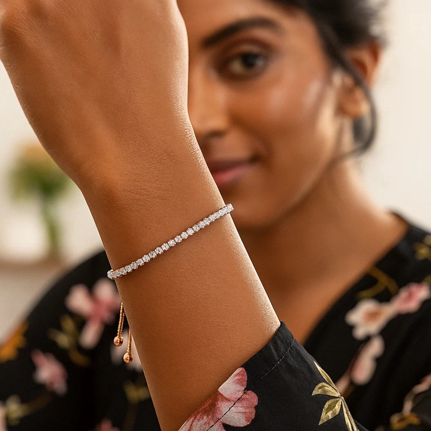 Adjustable CZ Tennis Bracelet, Sterling Silver