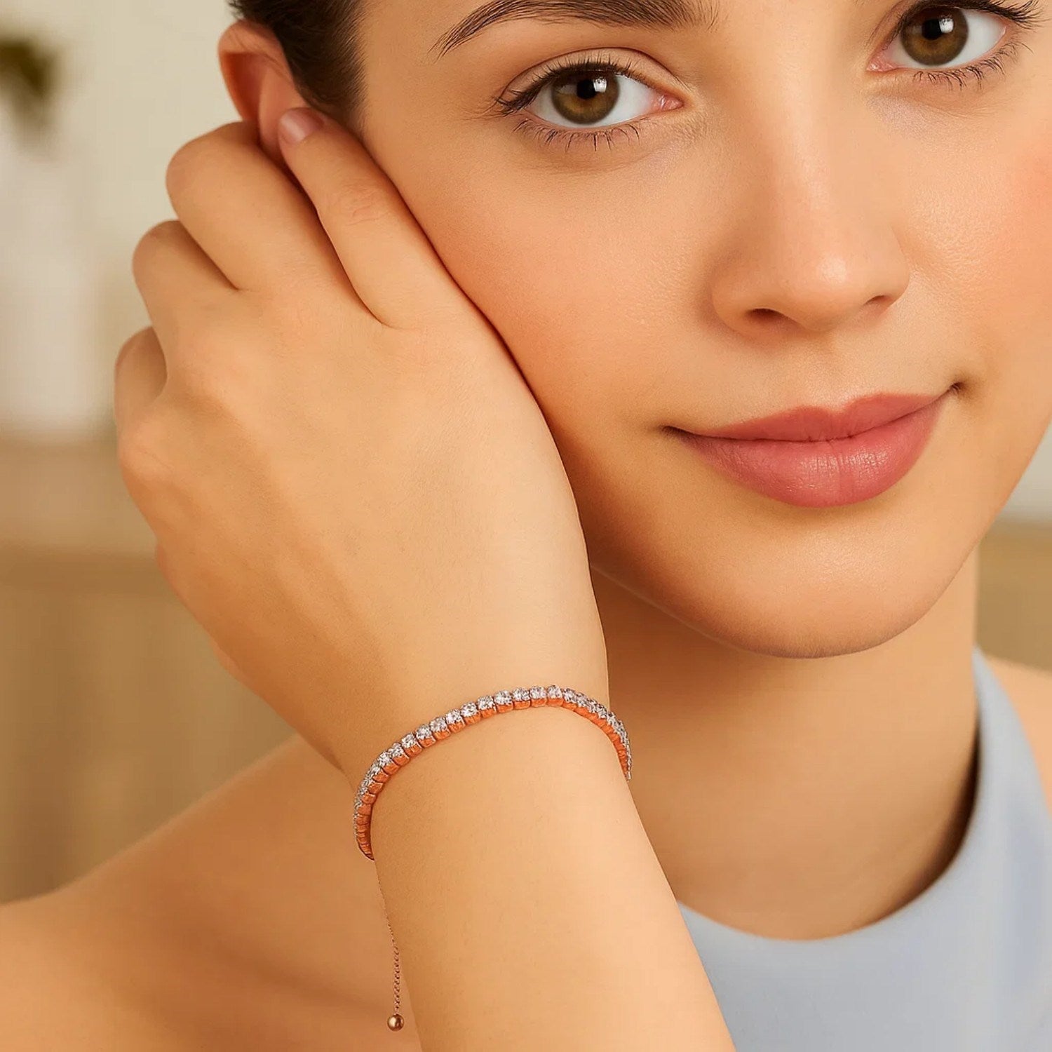 Adjustable CZ Tennis Bracelet, Sterling Silver