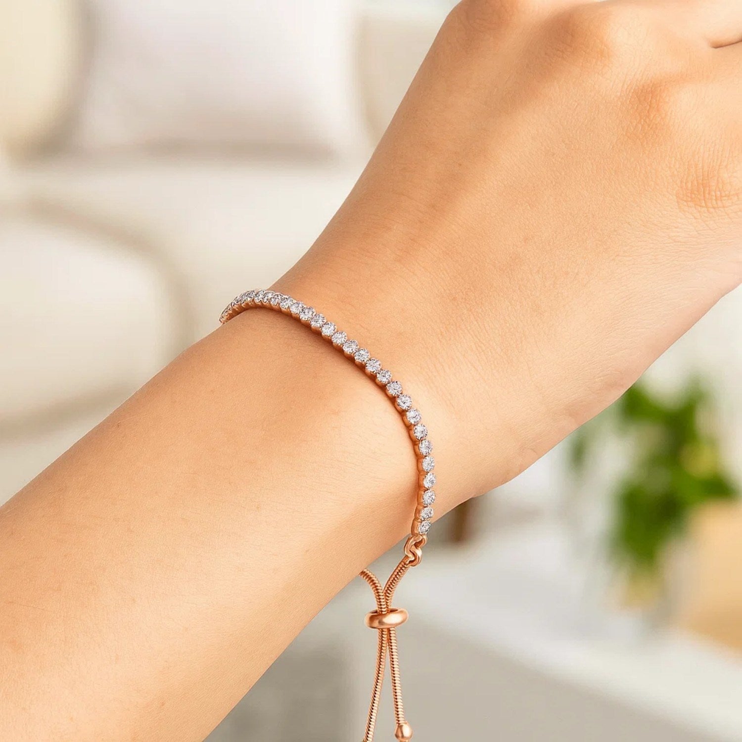 Adjustable CZ Tennis Bracelet, Sterling Silver