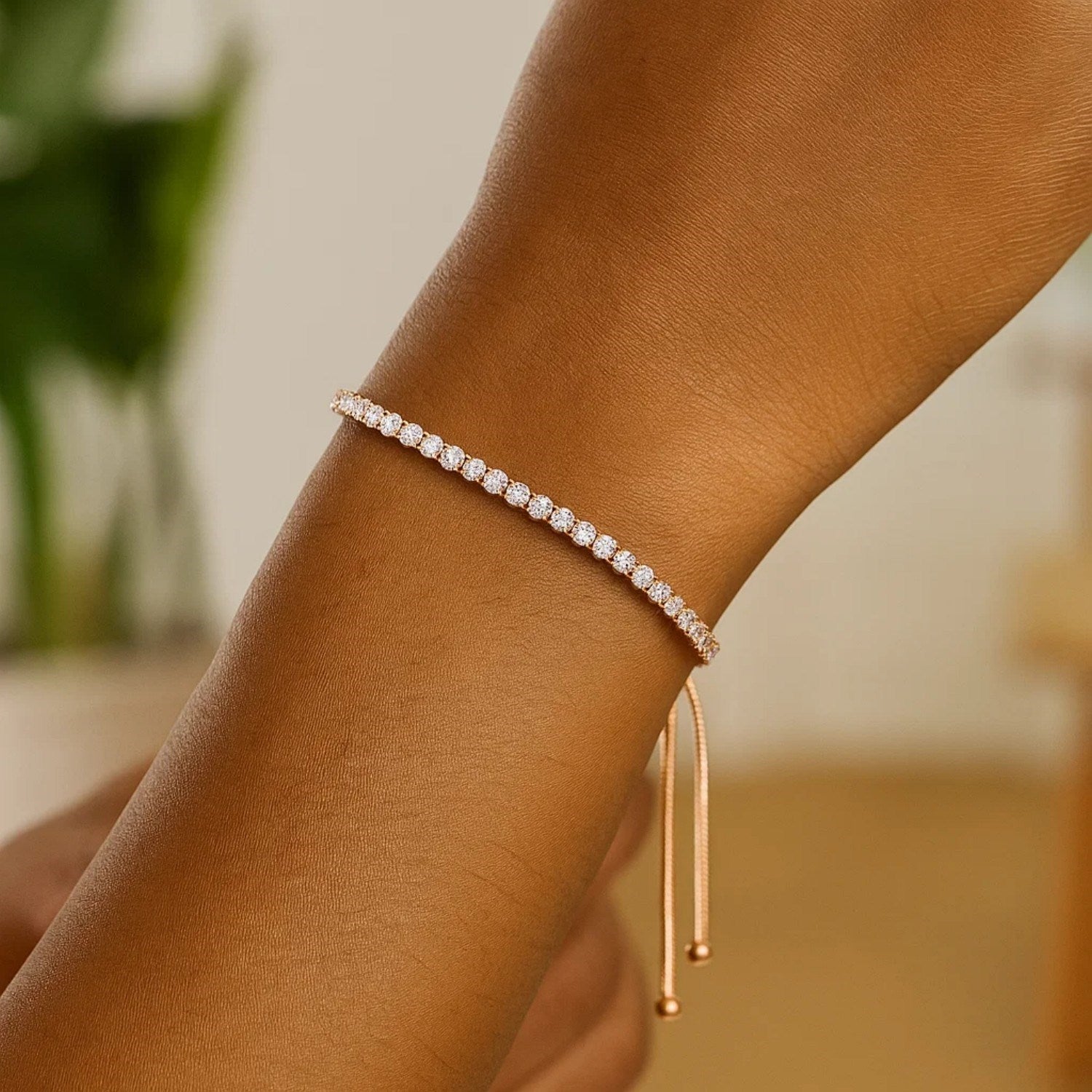 Adjustable CZ Tennis Bracelet, Sterling Silver