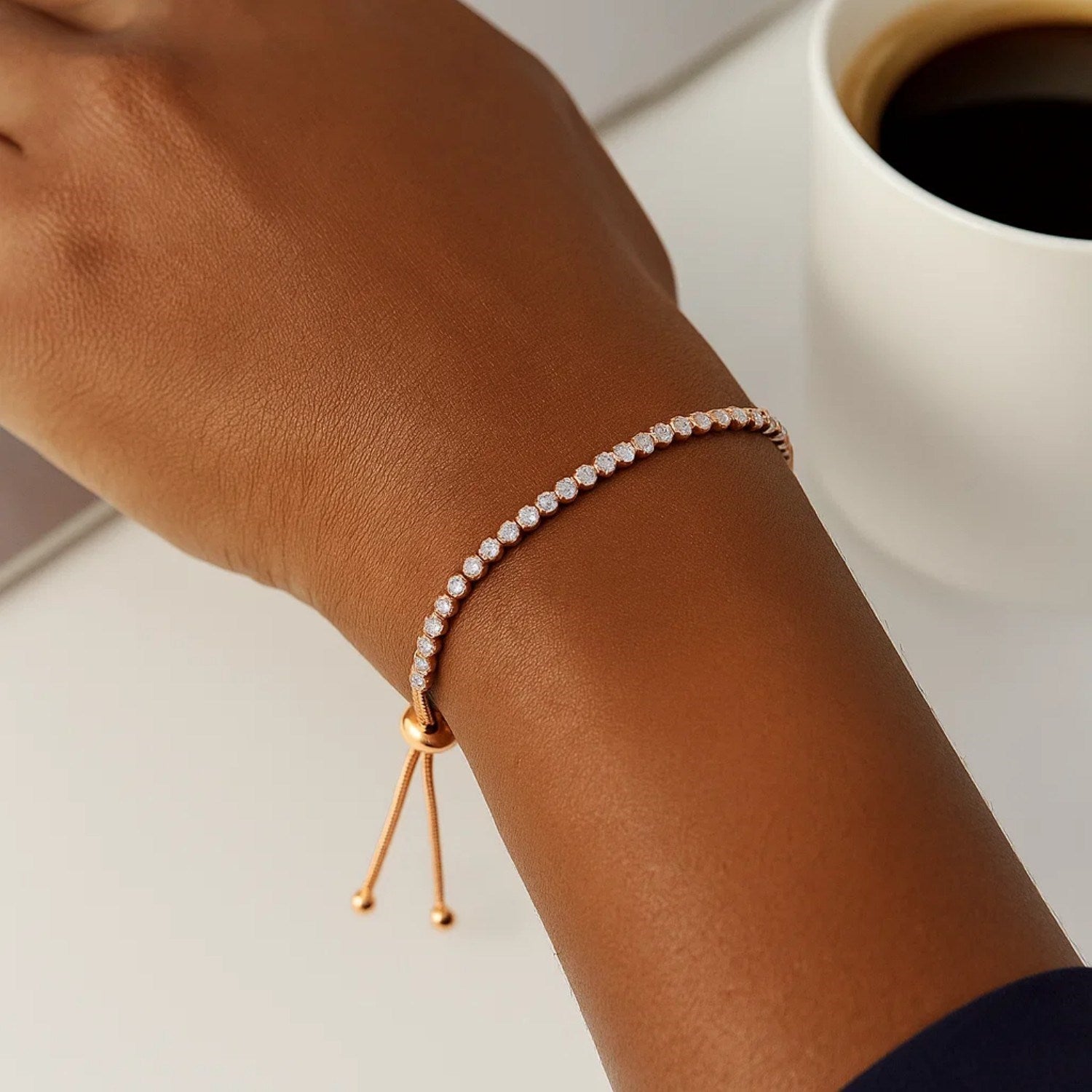 Adjustable CZ Tennis Bracelet, Sterling Silver