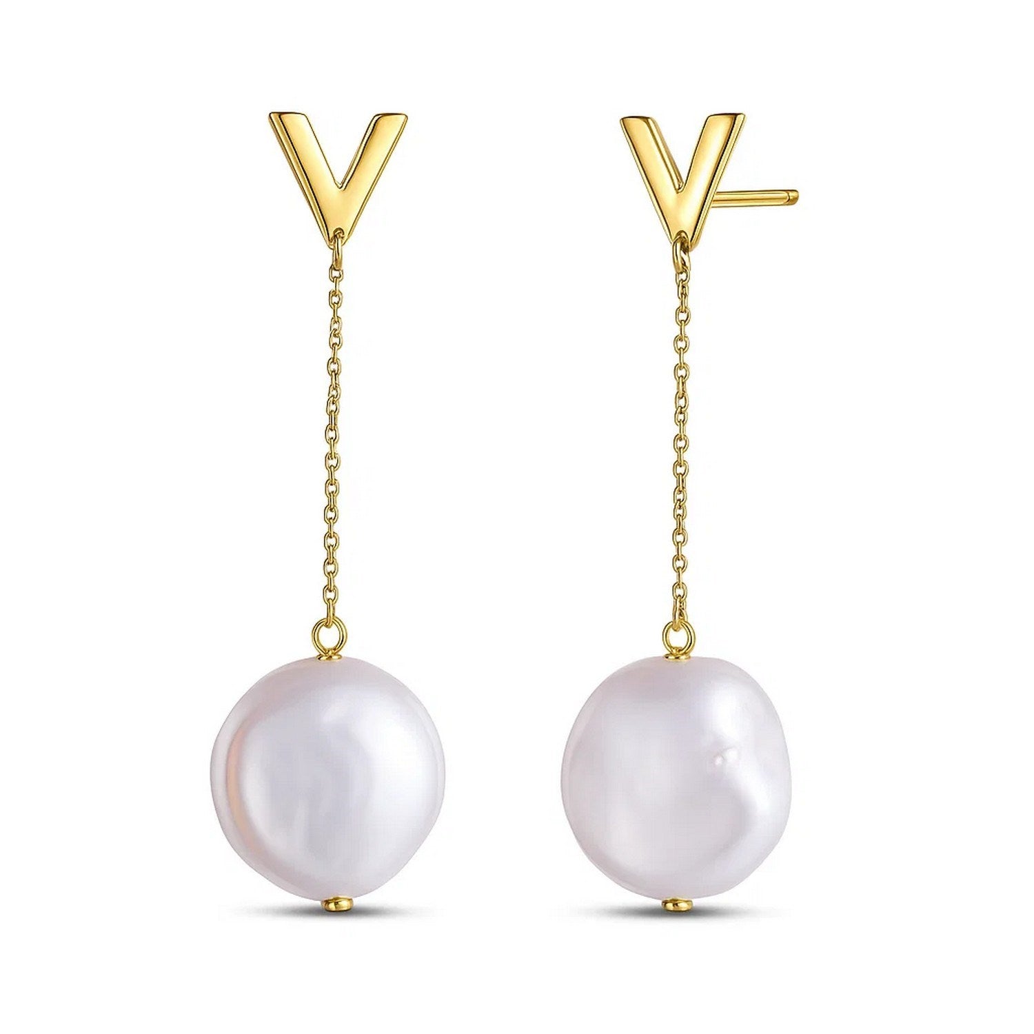 Tesoro Pearl Drop Earrings, 14K Yellow Gold