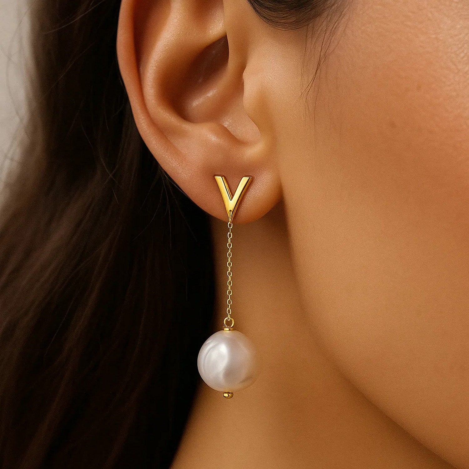 Tesoro Pearl Drop Earrings, 14K Yellow Gold