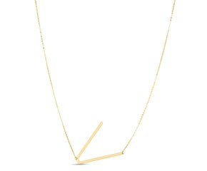 14K Yellow Gold Yours Truly Initial V Necklace