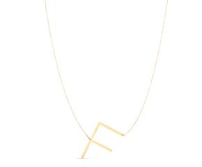 14K Yellow Gold Yours Truly Initial F Necklace