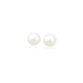 White Freshwater Pearl Stud Earrings, 14K Yellow Gold