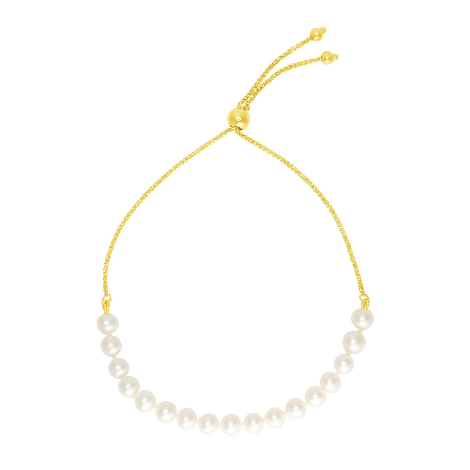 Adjustable Pearl Bracelet, 14K Yellow Gold