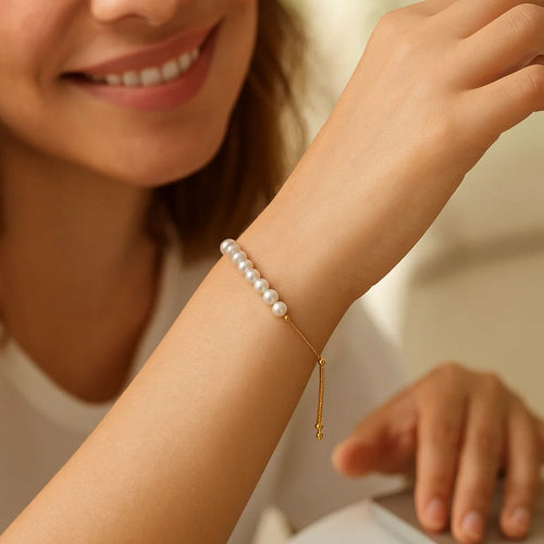 Adjustable Pearl Bracelet, 14K Yellow Gold