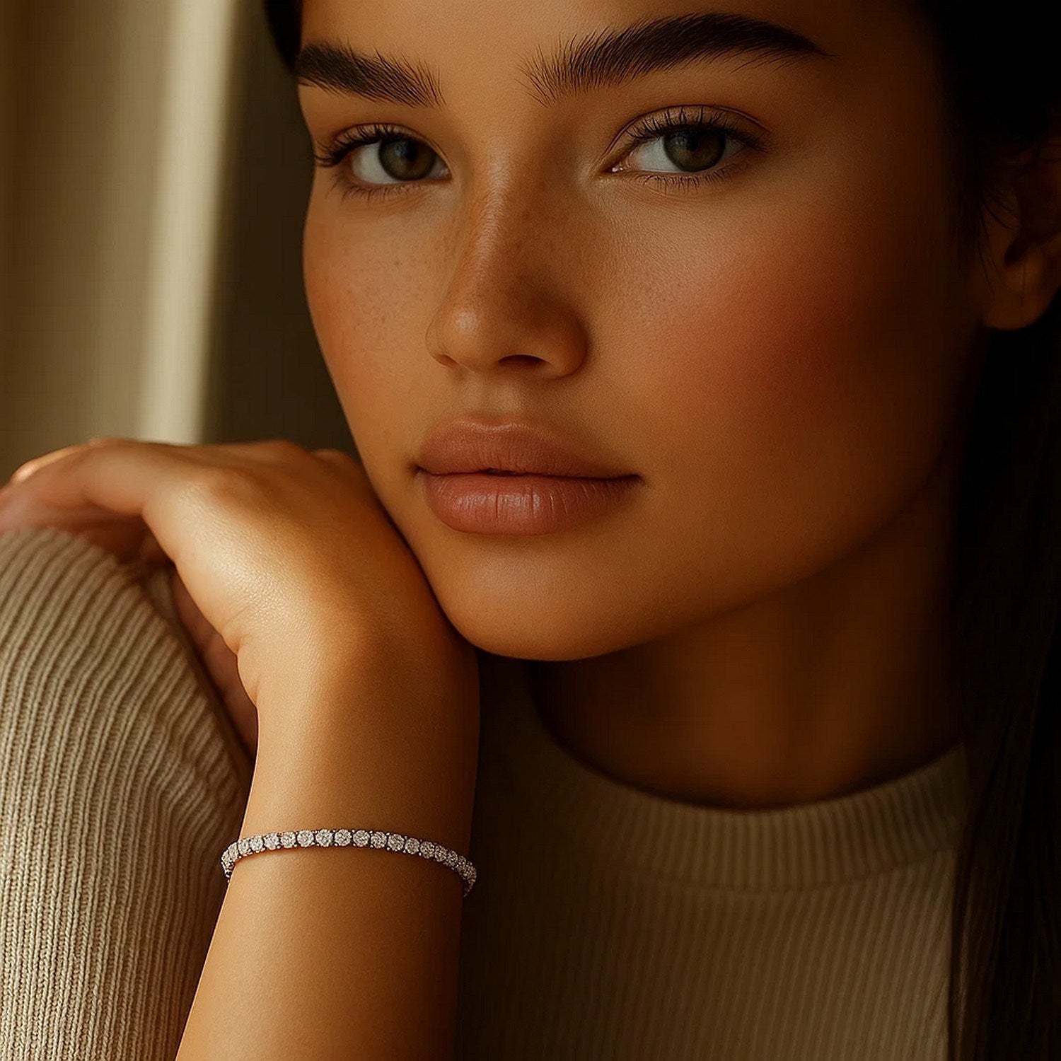 2ct Lab-Grown Diamond Tennis Bracelet, 14K White Gold