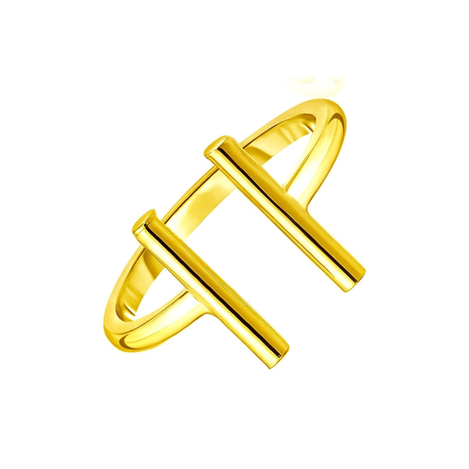 Open Ring with Bars, 14K Yellow Gold